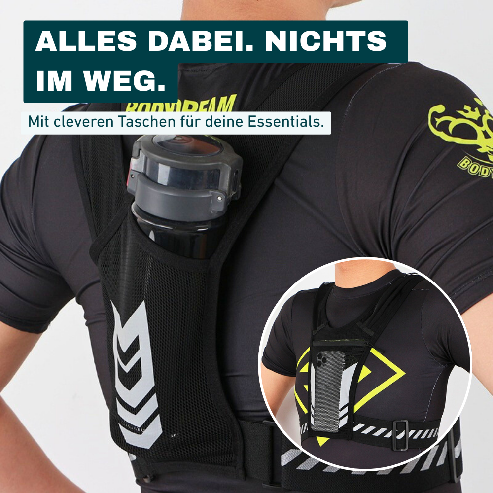 Reflektierende Laufweste – Sichtbar. Leicht. Alles griffbereit.