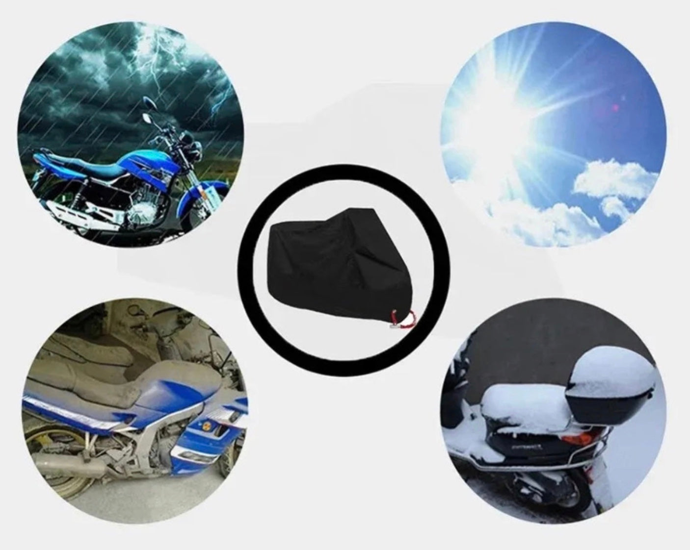 Motorradabdeckung - wasserdicht, ganzjährig, staubdicht, UV-Schutz, 190T, verschiedene Farben